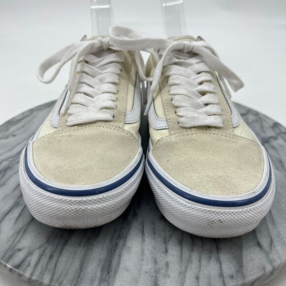 Vans Shoes Womens 8.5 Cream Suede Canvas Low Top Skate Skateboarding Sneakers - Picture 3 of 11